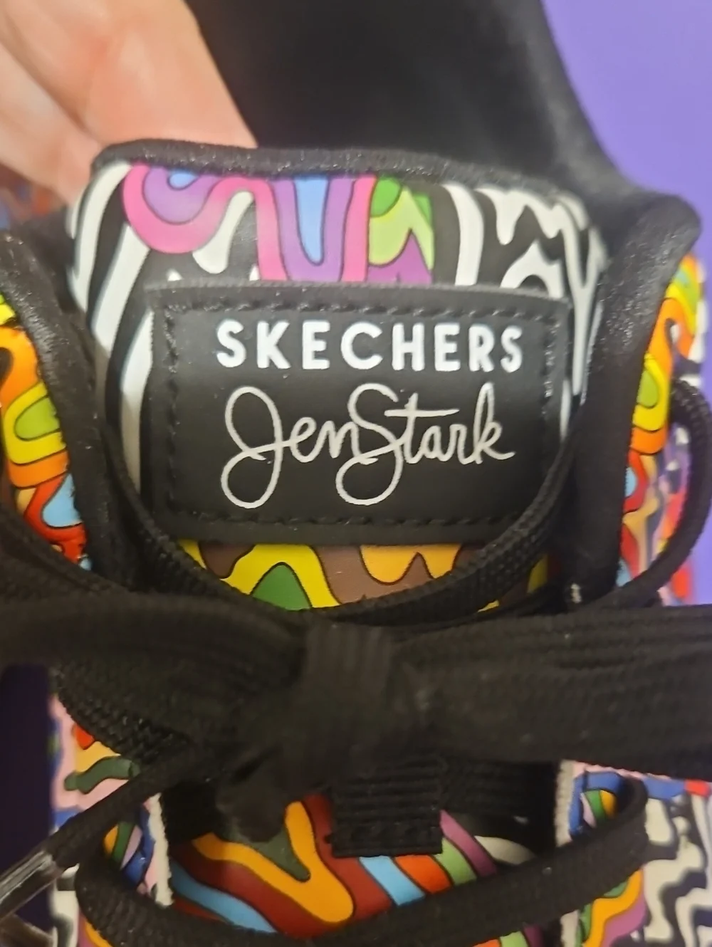 Skechers Rainbow Psychedelic Wave Sneakers with Black Accents